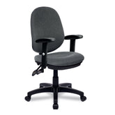 Nautilus Designs Java 300 Medium Back Synchronous Triple Lever Fabric Operator Office Chair With Height Adjustable Arms Grey - BCF/P606/GY/ADT DD